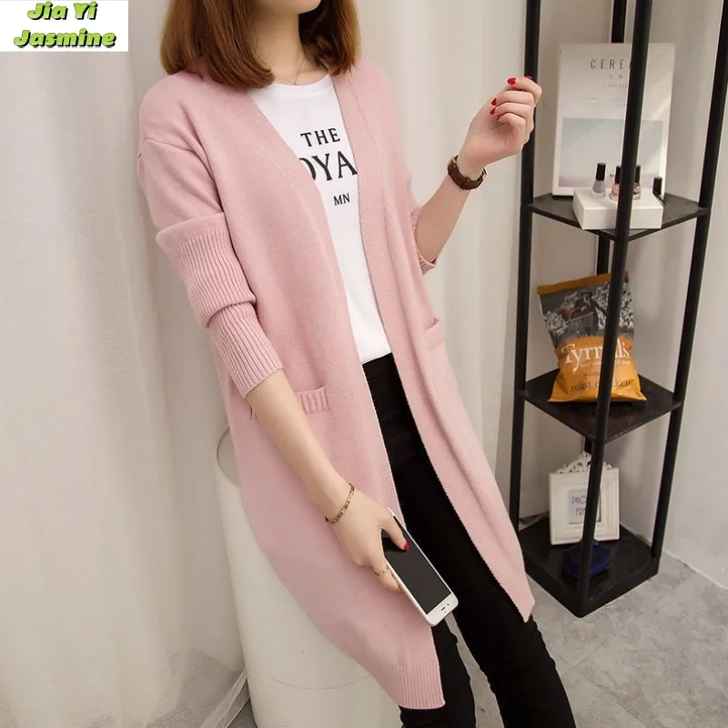 

2024 Autumn and Winter New Mid Length Cardigan Jacket Knitted Sweater Korean Version Loose Korean Women's Sweater Trend