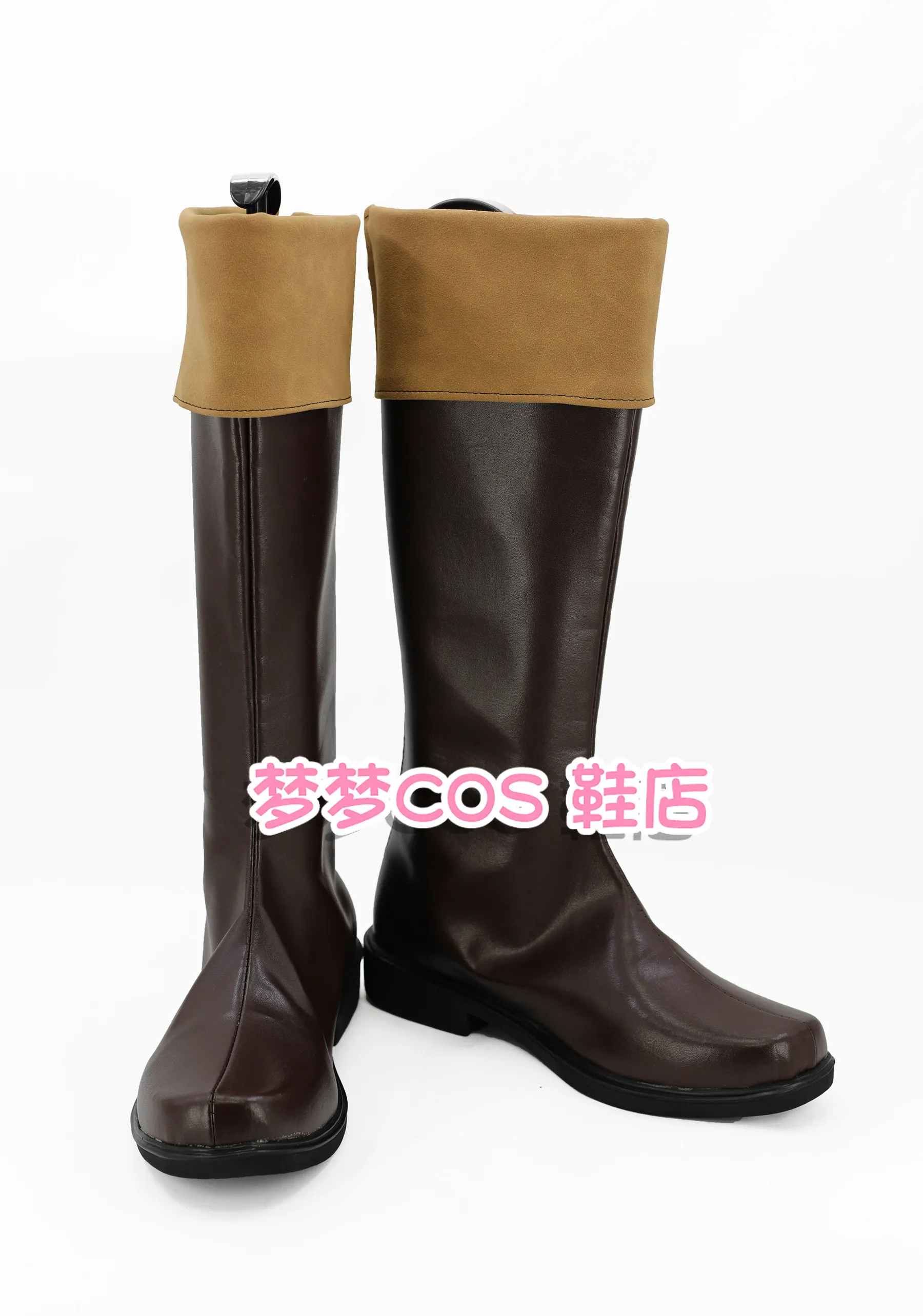 Anime Blessings for a Wonderful World! Satou Kazuma Cosplay Shoes Brown Long PU Leather Flat Sole Boots For Halloween Carnival
