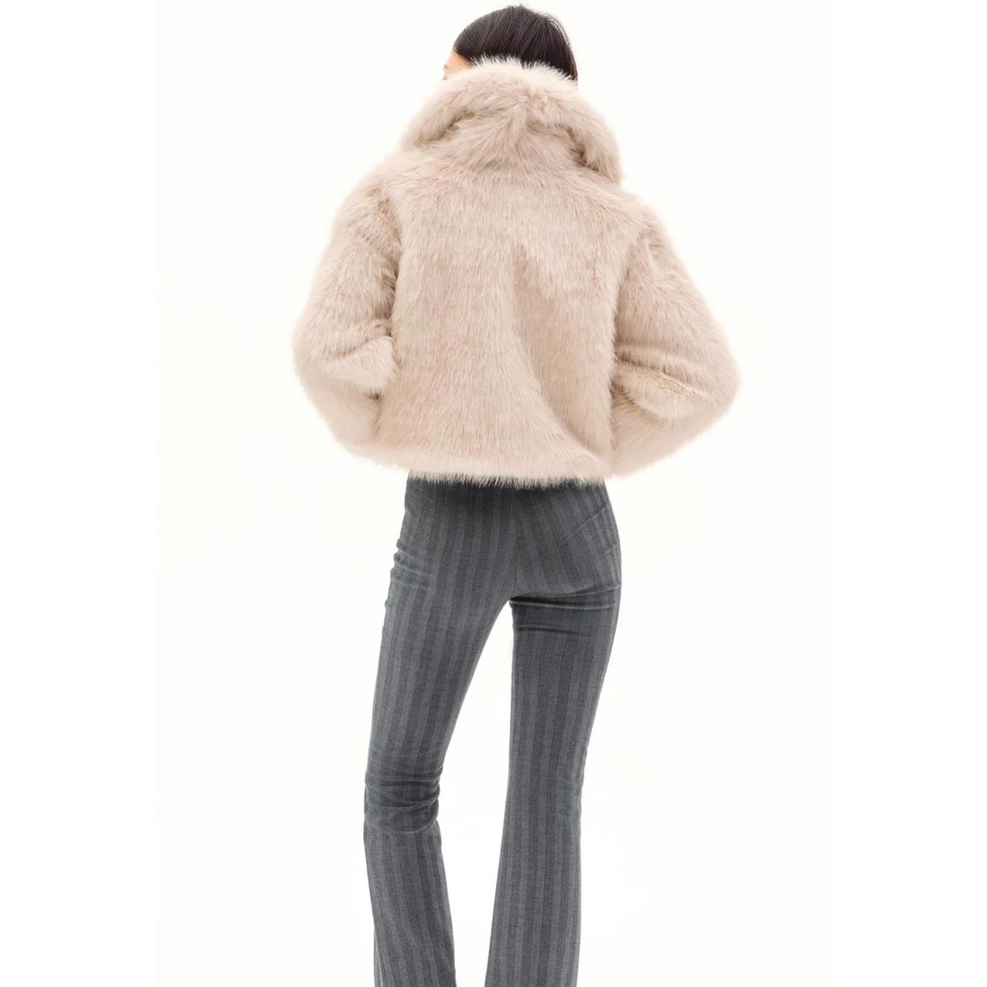 Winter Neue frauen Lose Kragen Faux Pelz Effekt Jaet ort Oberbekleidung Polyester Faser Lange Sve Taste Verschluss ort Länge