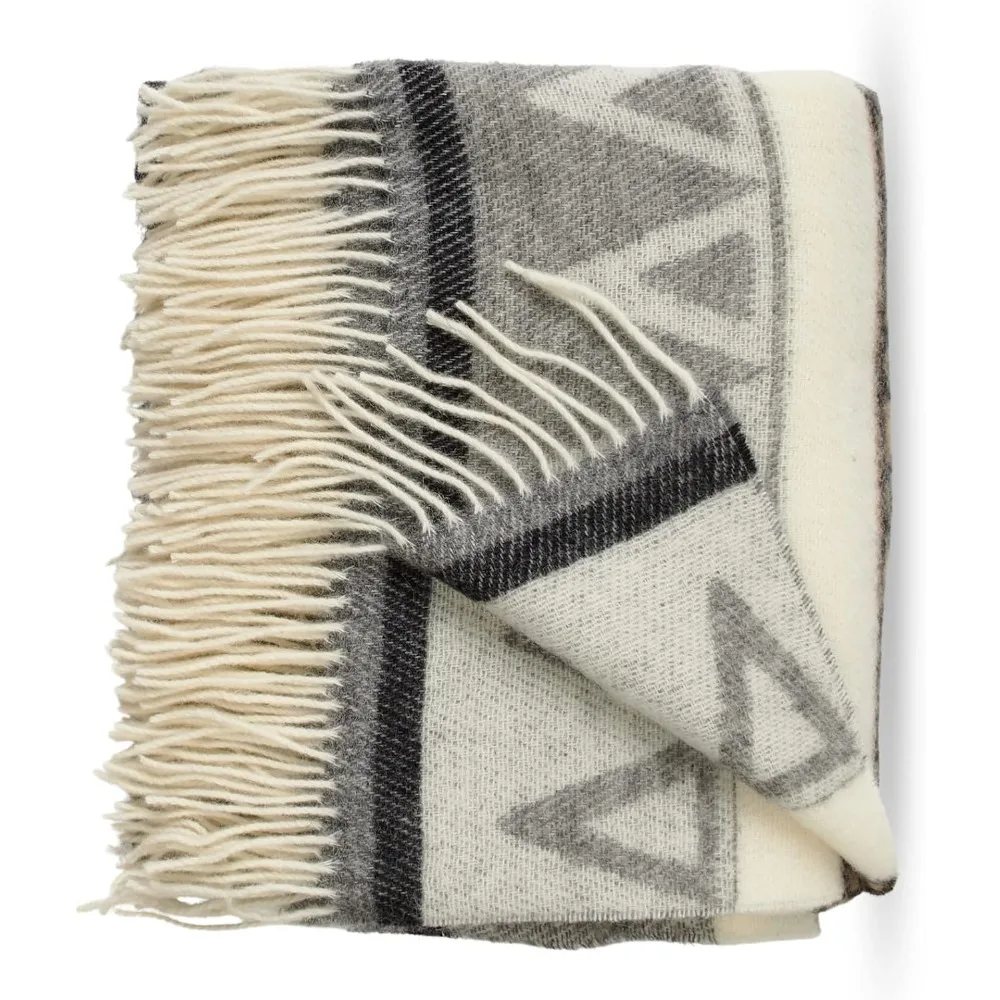 100% Wool Blanket, 78.74“ X 55.12”, New Zealand Wool with Fringed Stripe Design, Perfect for Sofa Blanket, Blanket