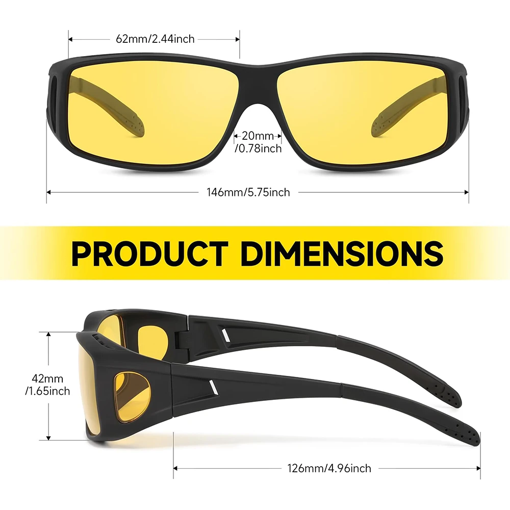 CRIXALIS Polarisierte Nachtfahrbrille für Männer und Frauen Überbrille mit Nachtsicht Anti-Blendschutz Polarisierte Gläser mit UV400-Schutz – Detail 4