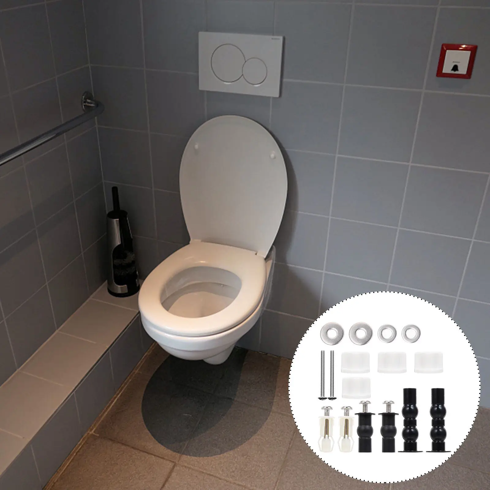1Set Toilet Seat Replacement Screws with Anti Skid Stainless Steel Washers Expandable Rubber Bungs for Most Brands Universal