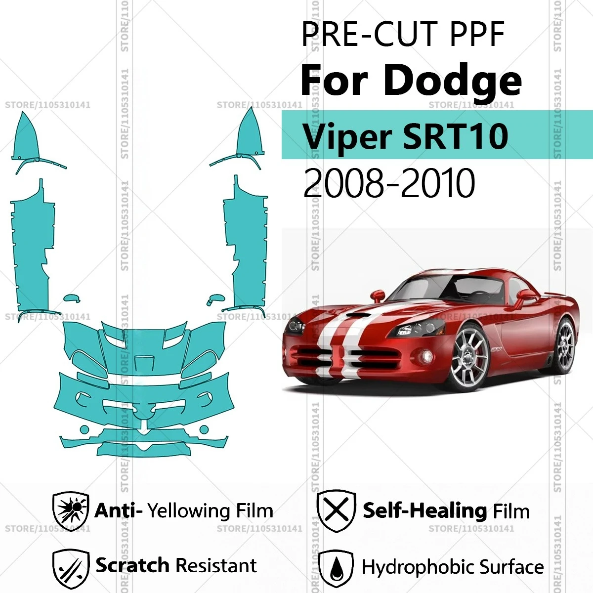 

For Dodge Viper SRT10 2008-2010 Pre-Cut Paint Protection Film PPF Transparent Car Film Automotive PPF Front Kit - Doors