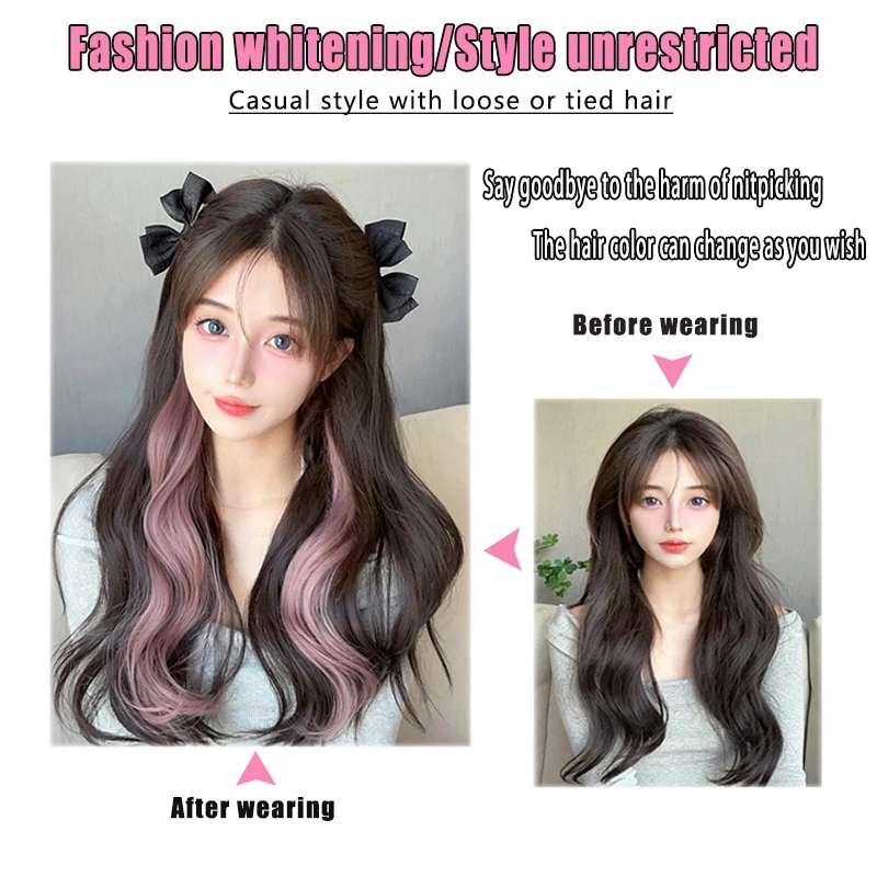 Synthetic 2-piece set of 20 inch Colored Curly Hair Extensions Suitable for Halloween or Christmas Decoration for Women and Girl