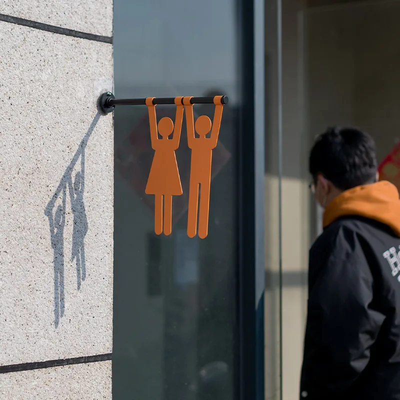 Metal Side‑Mount Restroom Sign, Male Female Toilet Door Plaque for Hotel Public Bathroom Office Wall Indicator Decor