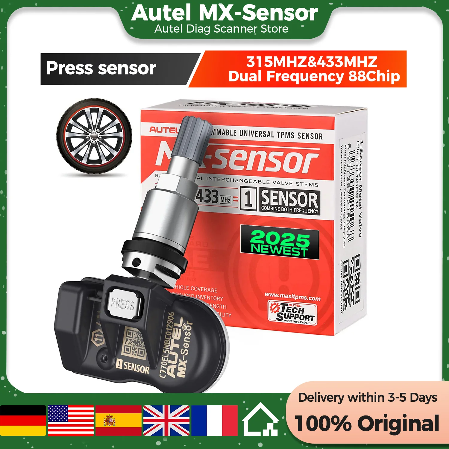 

Autel MX-Sensor 433 315MHZ TPMS Sensor Tire Repair Tools Scanner MaxiTPMS Pad Tire Pressure Monitor Tester Programming MX-Sensor