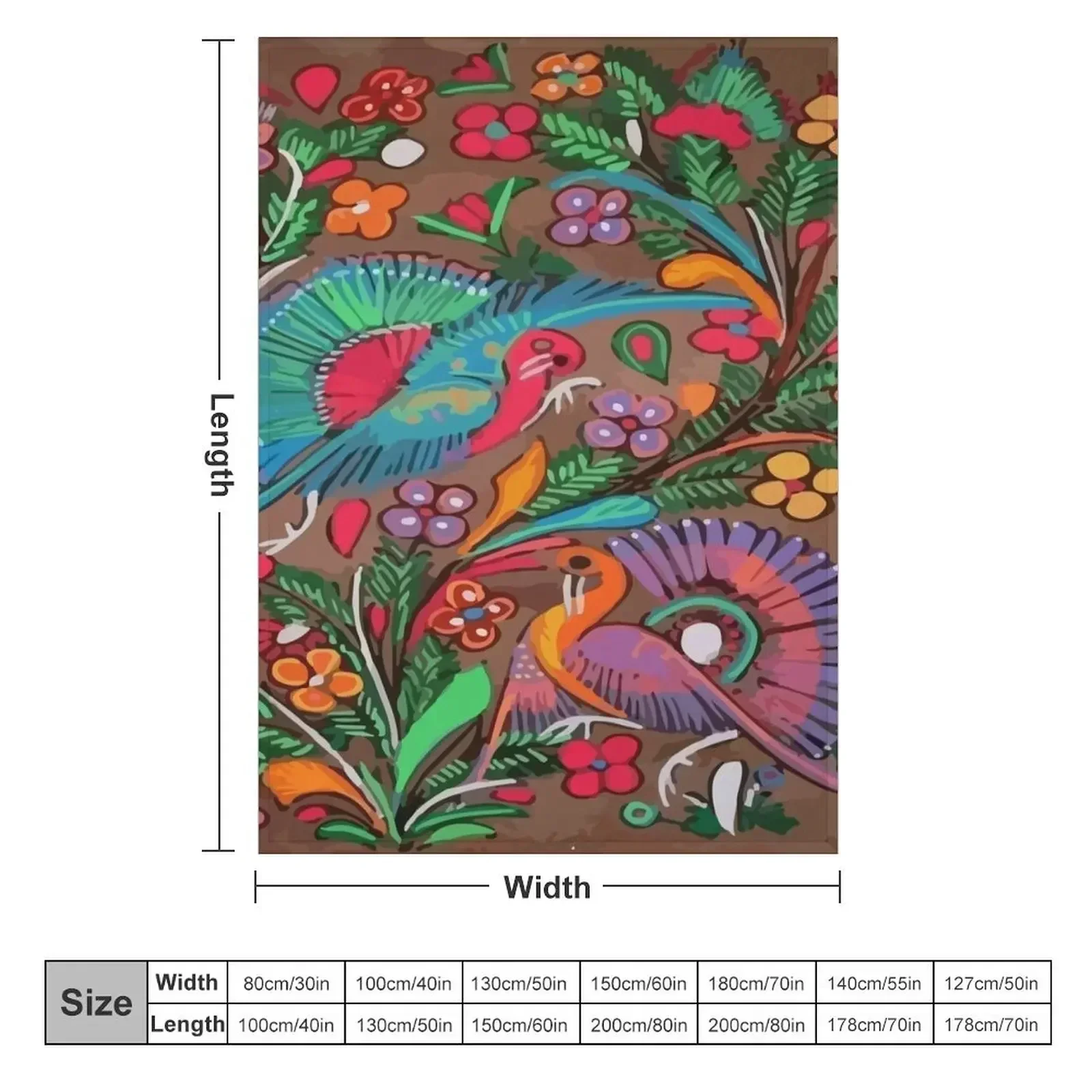 Amate bark painting maximalist birds colorful mexican folk art decoration Throw Blanket Flannel Fabric Loose Camping Blankets