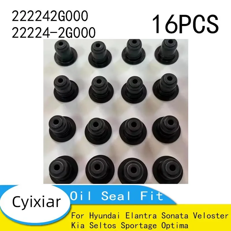 

222242G000 22224-2G000 16 шт. сальник штока клапана подходит для Hyundai Elantra Sonata Veloster для Kia Seltos Sportage Optima
