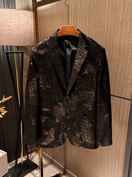 

Men's Luxury Faux Crocodile Patterned Matte Finish Genuine Sheep Leather Suit Business Style Breathable Full Lined Summer Wear