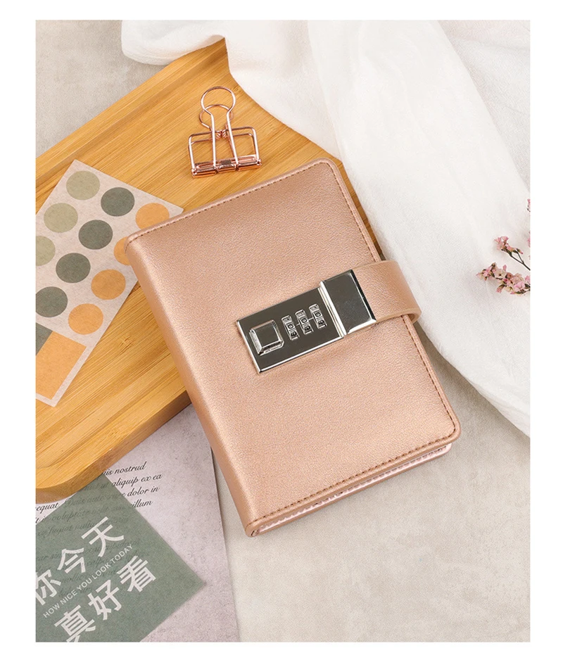 قفل كتاب مذكرات PU مصنوع يدويًا - مخطط جدول الأعمال وحساب اليد ومجلة الخصوصية للسفر #5