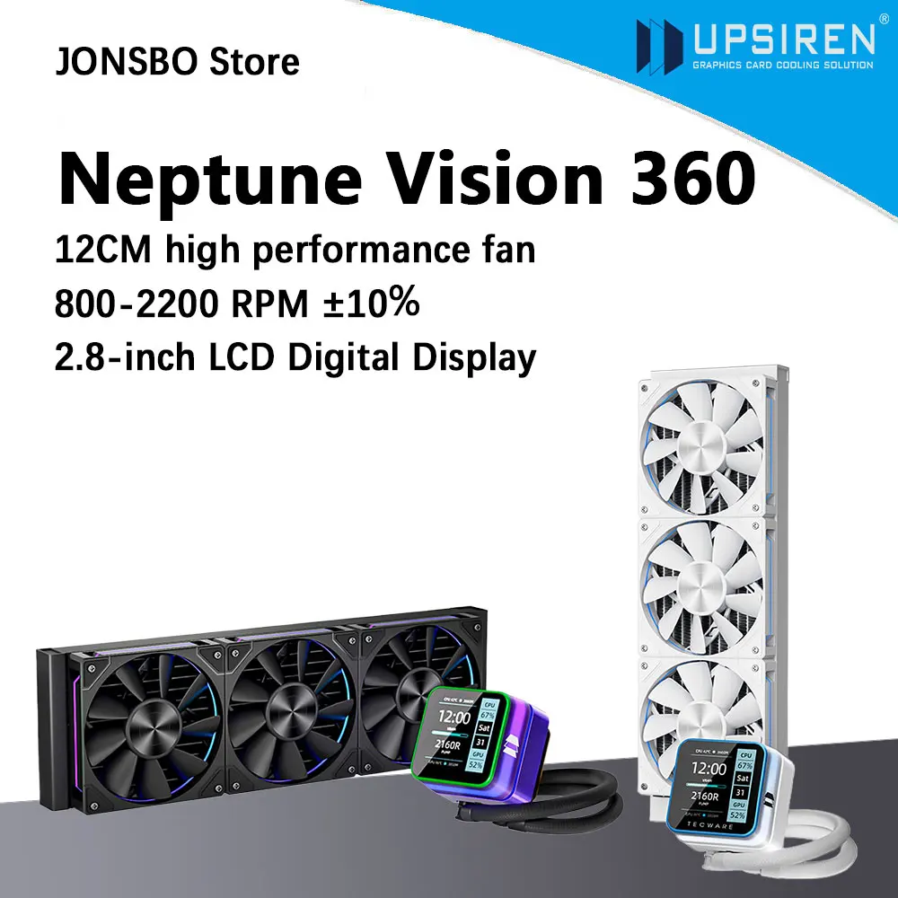 

UPSIREN Neptune Vision 360 360MM All-in-one Water Cooling 2.8-inch LCD Digital Display support LGA1851/1700/115X AMD AM5/AM4