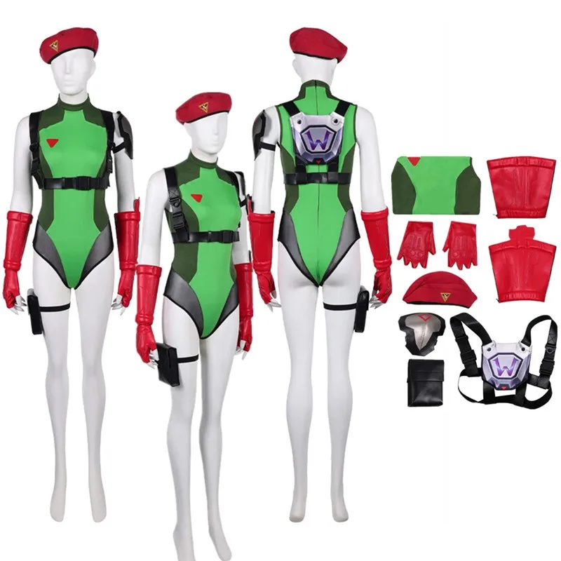 

Fighter Cammy Cosplay Costume OW Fantasia Widowmaker Game Adult Women Jumpsuit Gloves Hat Outfits Halloween Carnival Party Suit