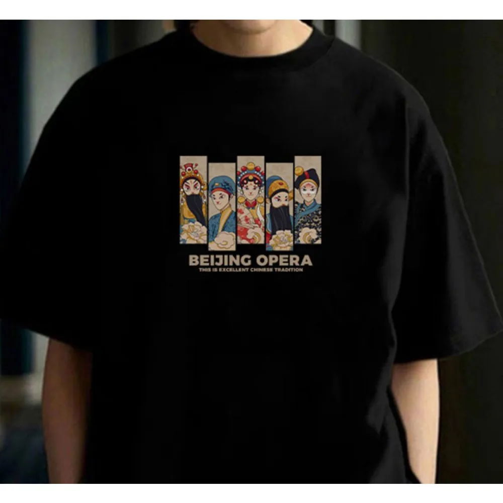 تي شيرت رجالي قطن مطبوع ، فيسبوك عصري ، شارع مرتفع ، هيب هوب ، خمر ، فضفاض ، أكمام قصيرة ، هاراجو ، قميص كبير الحجم