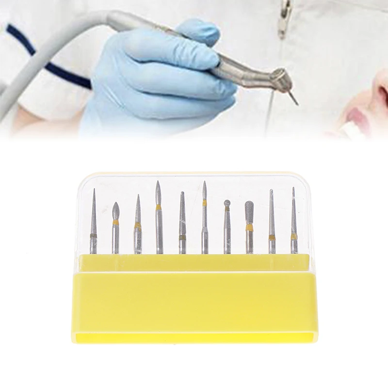 10 ชิ้น/กล่อง Dental Diamond Burs FG-105 สําหรับ Handpiece ความเร็วสูงเซรามิคคอมโพสิตขัด