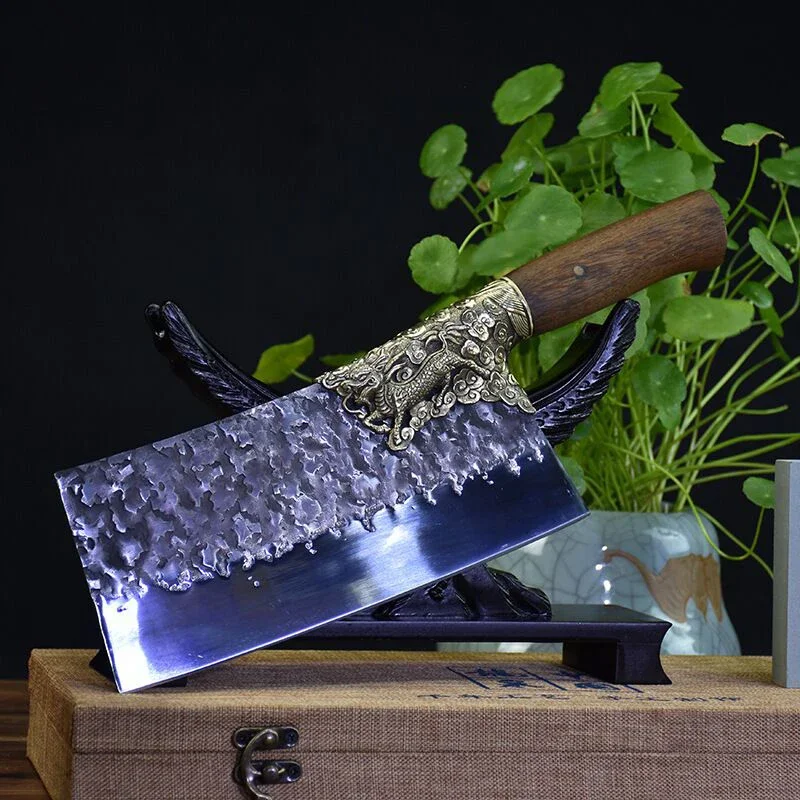 Longquan ghost hand-forged hand-forged chopping knife kitchen bone-cutting knife chef special knives sharp slicing knife