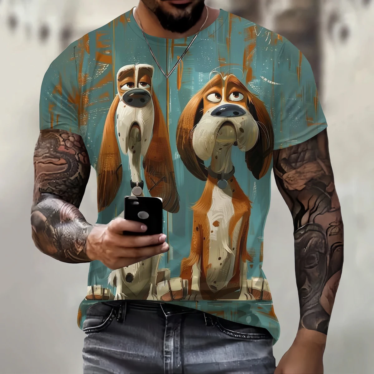 Funny 3D Dog Print Men's T Shirt Casual O-neck Loose Short Sleeve Fashion Trend Men Clothing Summer Breathable Oversized T-shirt image 3