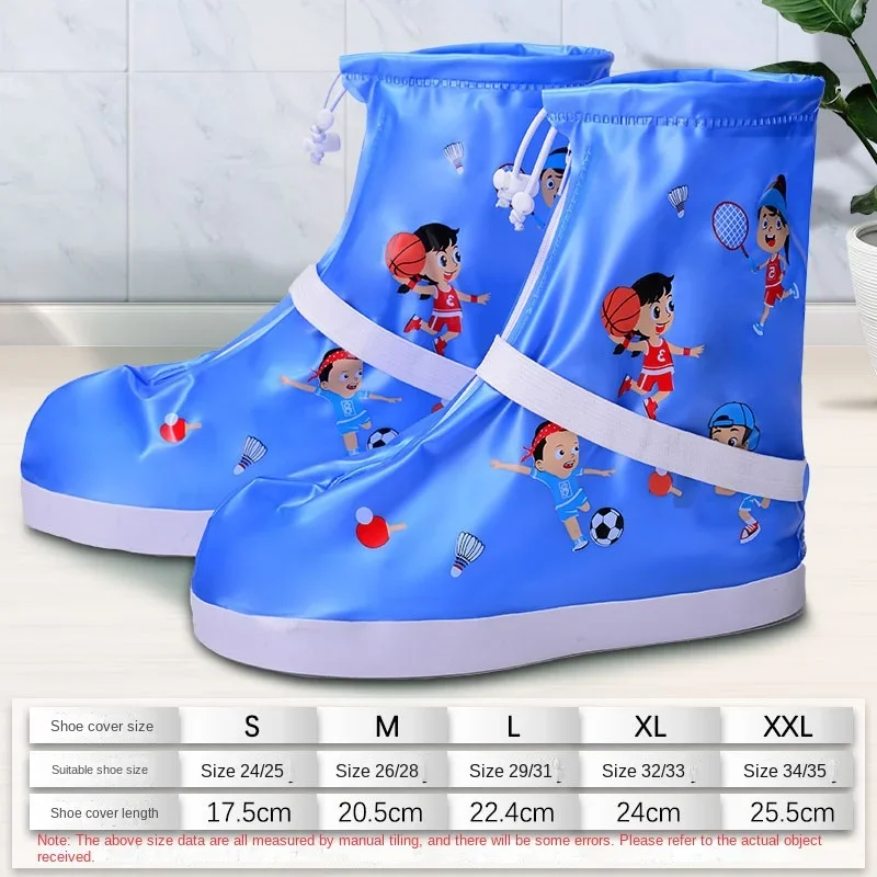 New Child Rainy Day Rainproof Cartoon Foot Cover Waterproof Boy Girl Rain Boot Covers Anti-slip Thickened Kids Baby Shoe Cover