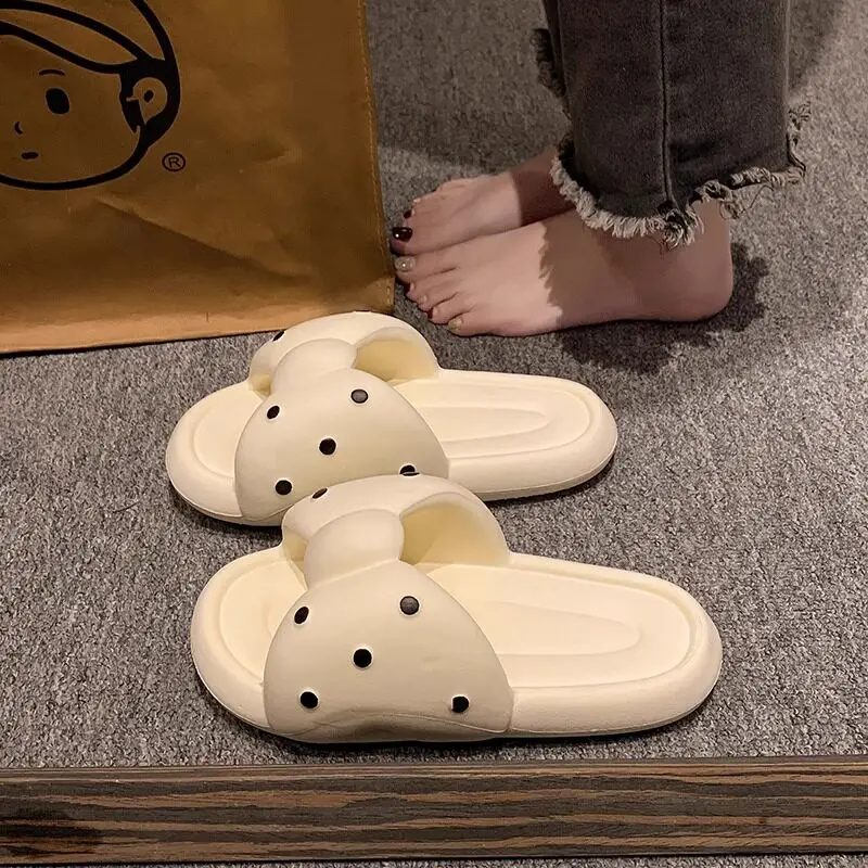 ZUOFU Women's Bowknot Polka Dot Cloud Slides, Summer Anti-Slip Soft Comfort Casual Indoor Home Outdoor Beach Daily Wear Slippers