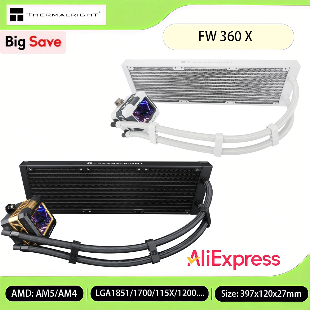 

Thermalright FW 360 X All-In-One Water Cooler 360mm Cpu Cooler No Fan Version 2.4 -Inch LCD Display for AM4/AM5/LGA 1851/1700
