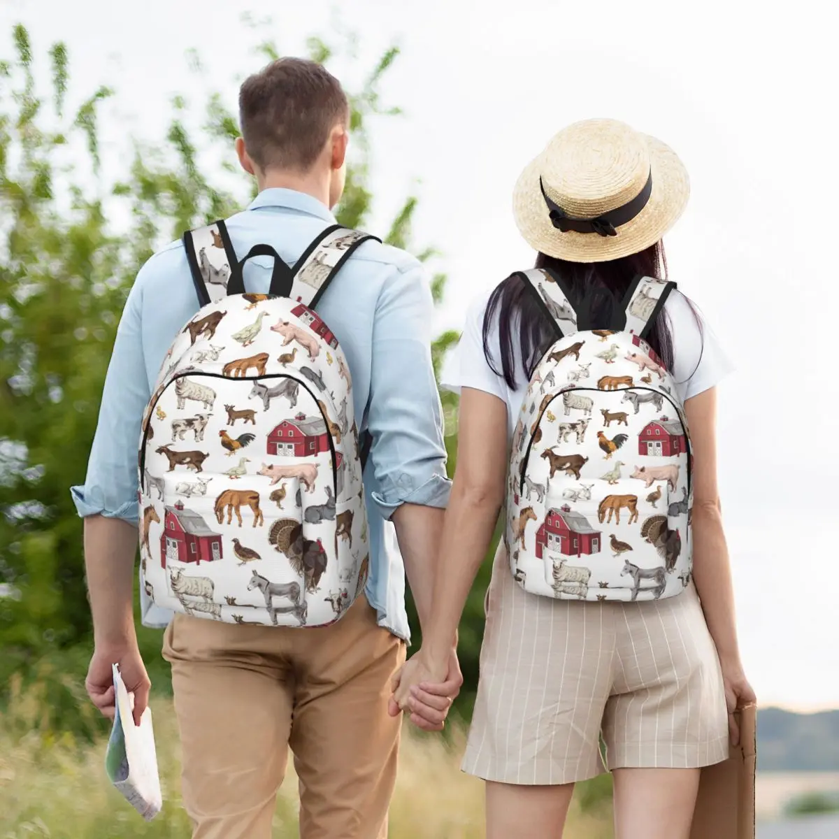 Ransel hewan pertanian negara rumah pertanian hewan peliharaan desa untuk anak laki-laki perempuan tas sekolah anak tas buku tas Harian babi angsa hadiah