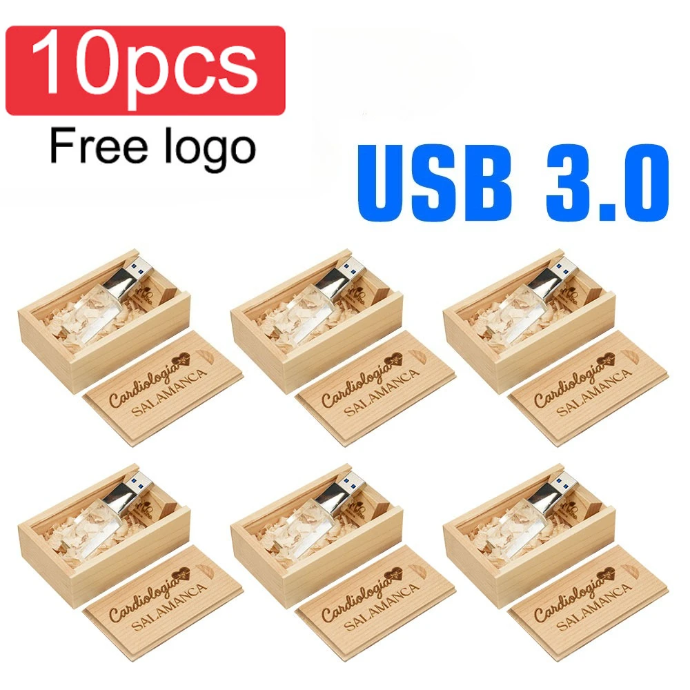 

10 PCS LOT Pen Drive 128GB Free Custom Logo USB 3.0 Flash Drive 64GB High Speed USB Stick 32GB Wooden Box U Disk 16GB 8GB