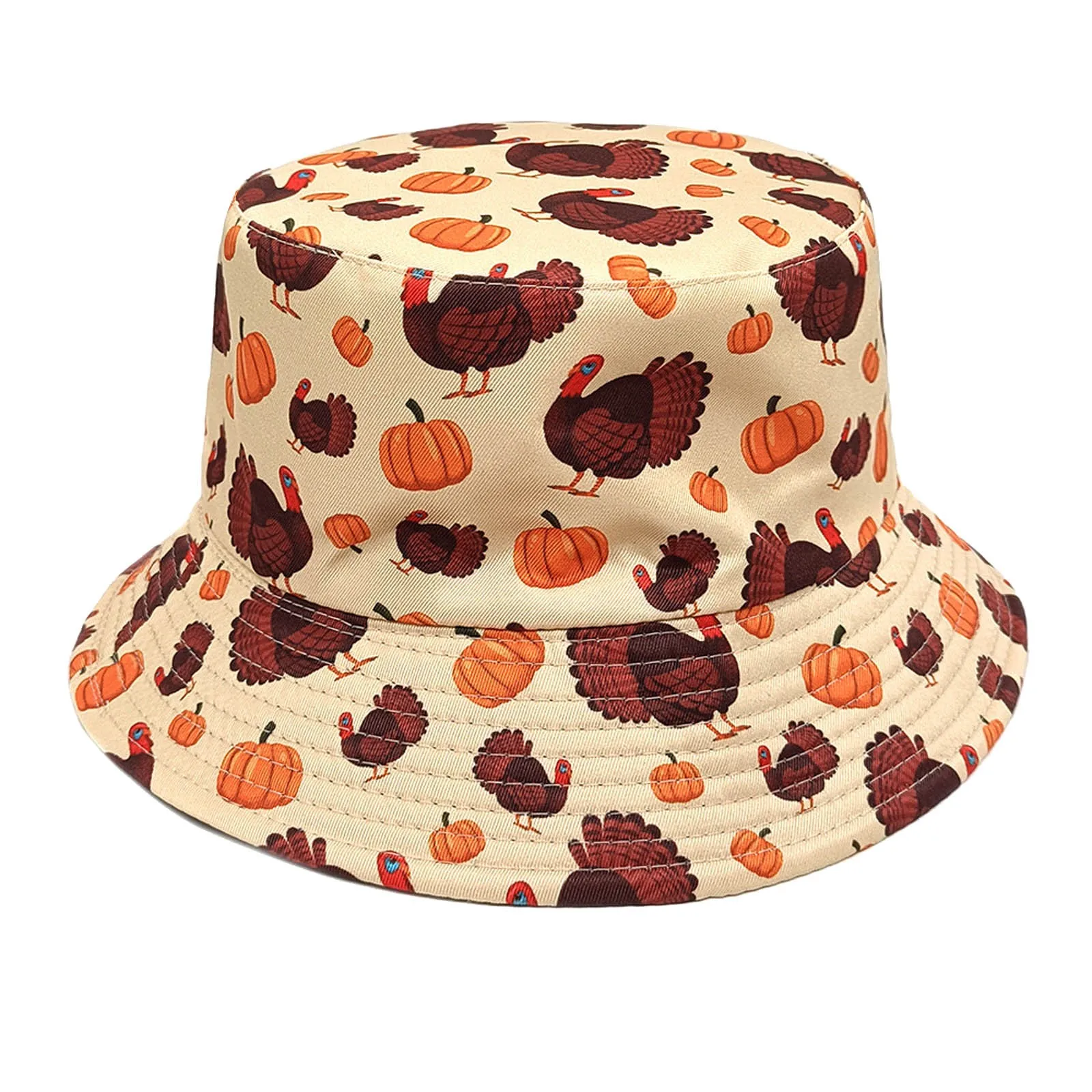 

Halloween Pumpkin Print Bucket Hat Female Double Wear Outdoor Fisherman Hat Fashion Sunscreen Sun Hat Summer Panama Cap