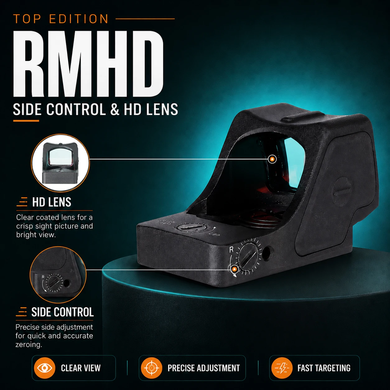 RMHD Red Dot Sight 1MOA/3MOA Dot Compact Reflex Sight CNC Machined 7075 Aluminum Housing Multi-layer Lens for Glock Waterproof - view 6