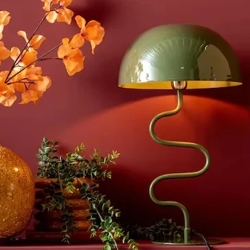 

Burgundy Twisted Lamp Scandinavian Creative Desk Lamp Bedroom Living Room Study Ambience Mushroom Desk Lamp