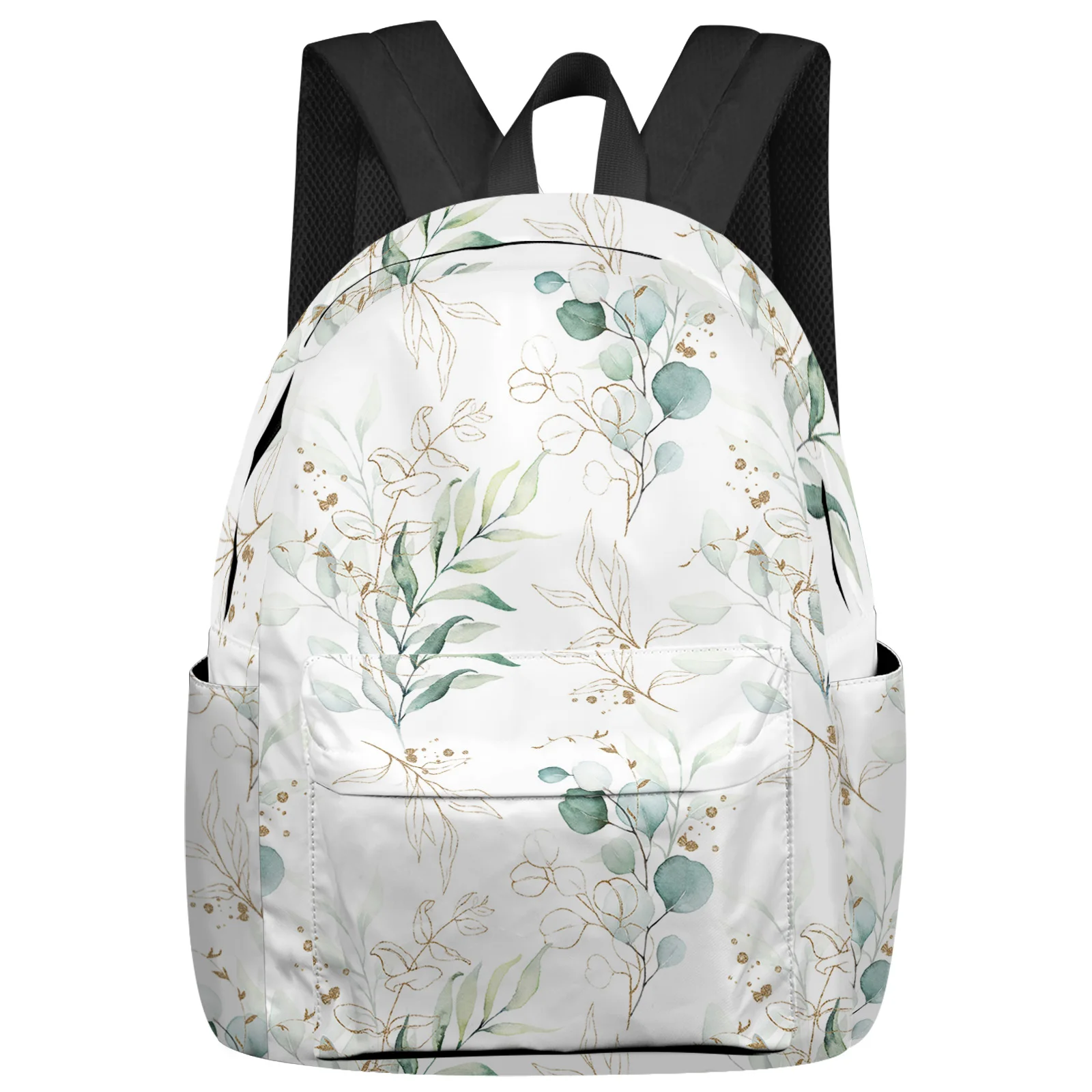 Watercolor Eucalyptus Leaves Abstract Backpack Men Women's Fashion Travel Backpack High Capacity Student School Bags