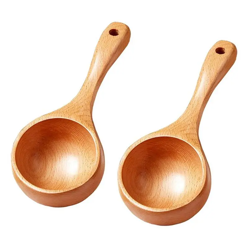 ABHI-4Pcs Bath Salt Scoop Wooden Ladle Spoon Flour Scoop Ladles For Canisters Flour Scoop Ladles