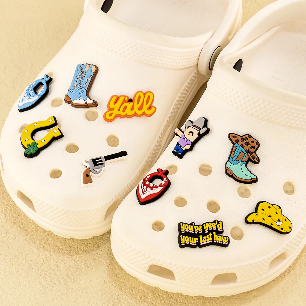 1 stücke PVC Western-Stil Cowboy Cowgirl Stil Schuh Charms für Frauen Männer Schuh zubehör Dekorationen Pins für Clog Schnalle Geschenke – Detail 12