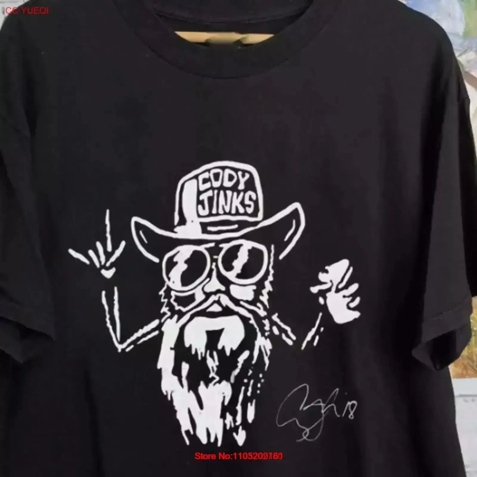 

CODY JINKS Red Rocks Live Signed For Fans Черная футболка винтажная стираная универсальная дышащая мягкая слегка мужская винтажная стираная футболка
