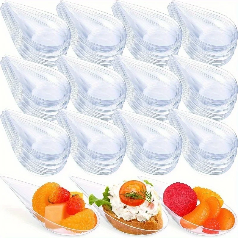 50pcs, Plate Plastic Tasting Appetizer Plate, Disposable Serving Plate, Small Catering Dessert Tasting Cups