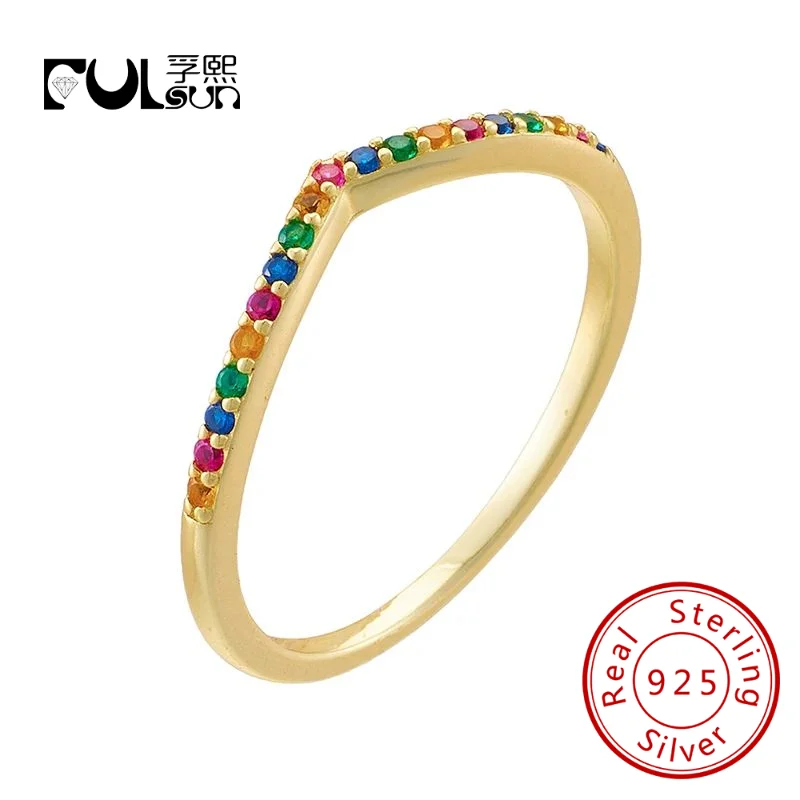 

Оригинальный дизайн FULSUN, цветное циркониевое стандартное серебро, 14 к, желтое золото, модное женское кольцо с Горным укладыванием