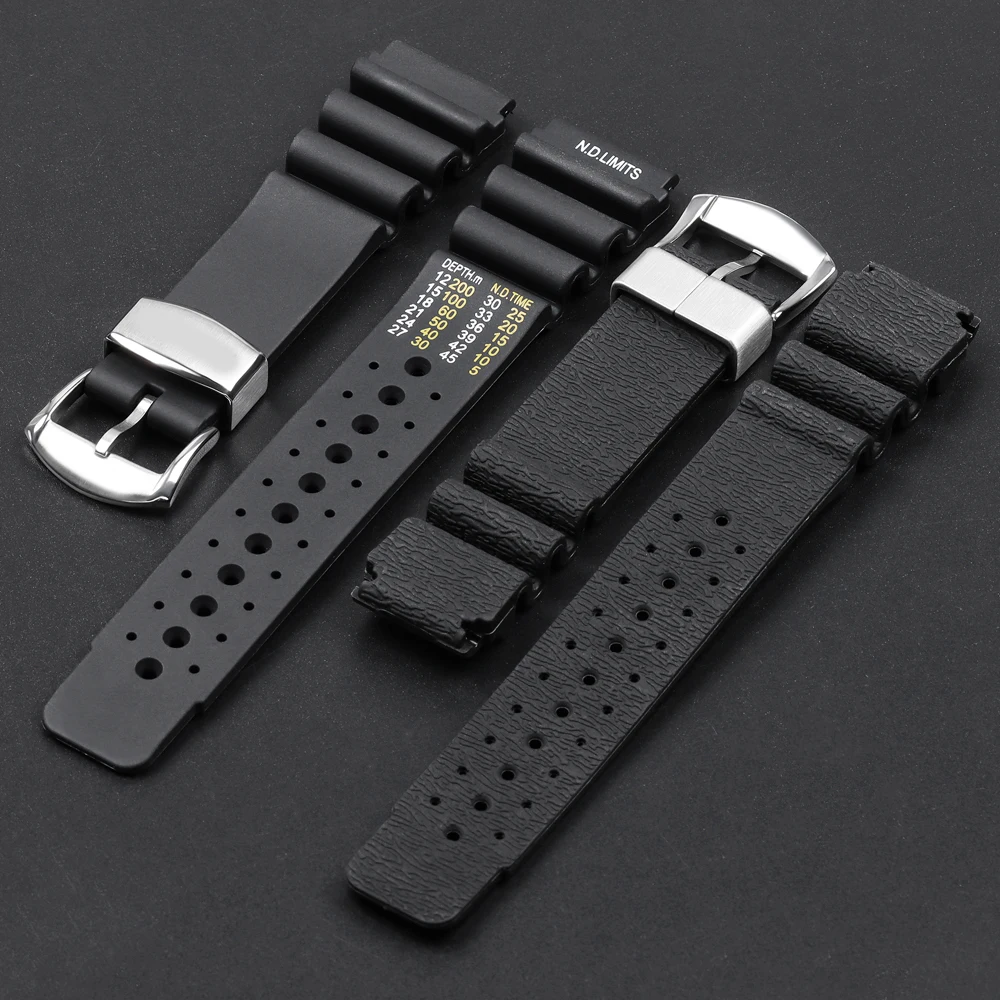 Silicone Watchband for Seiko Canned SBBN051 Abalone SKX007 Diving Resin 20mm 22mm 24mm Watch Strap Ring Clasp Pin Buckle No Logo