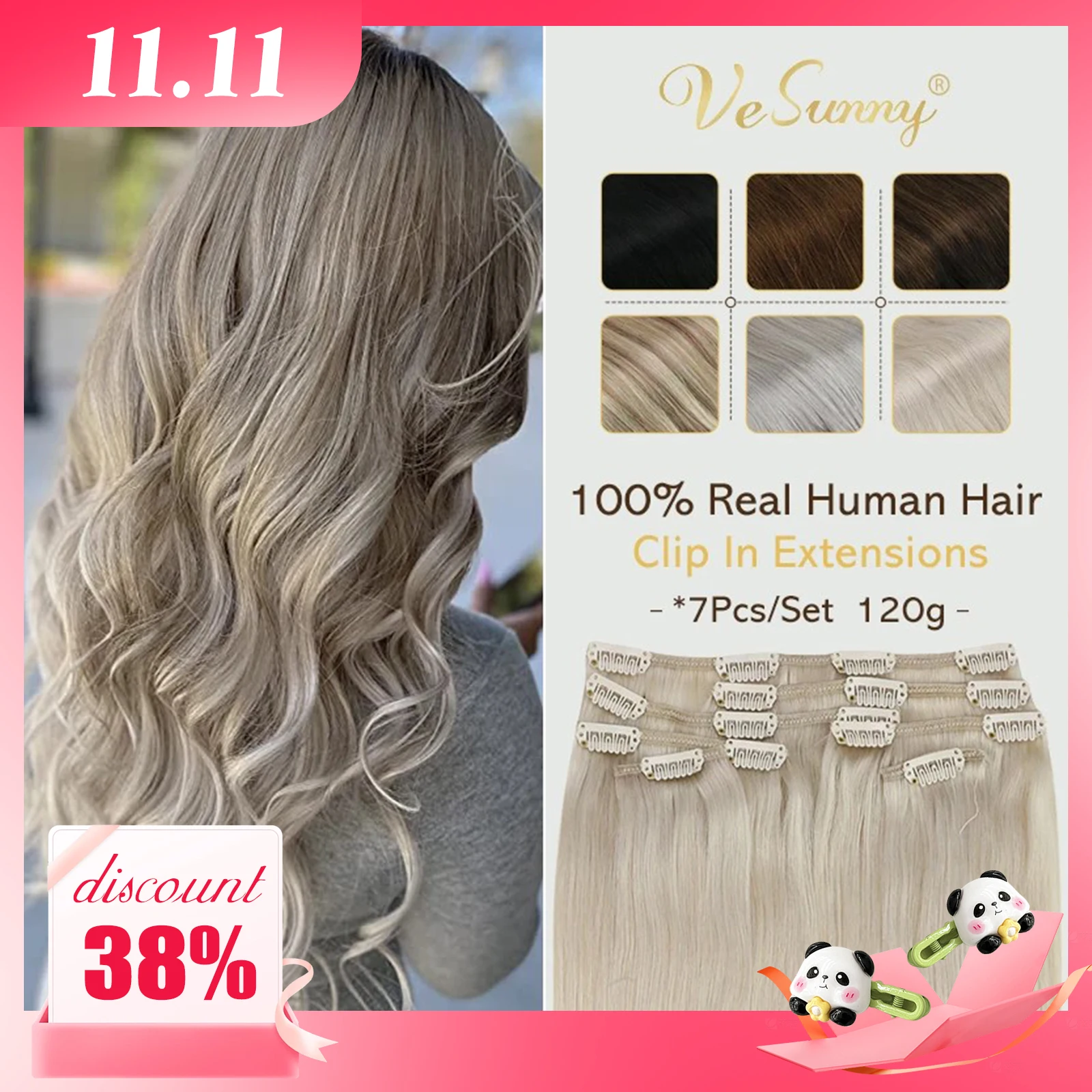 VeSunny Накладные волосы на клипсе