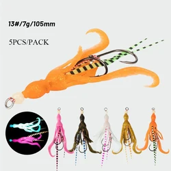 5pcs/pack Soft Silicone Squid Skirt Lure 13# Slow Jigging Assist Hook Glow Trolling Bait Saltwater Sea pesca Fishing Bait