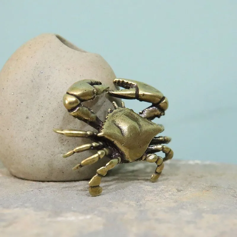 

Antique Style Copper Plated Crab Tea Pet Ornament Four Treasures of the Study Pen Holder Antique Solid Brass Craft Small Ornamen