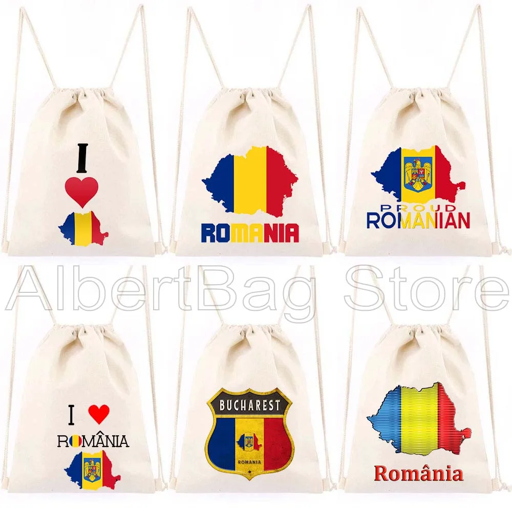 

Bucharest Romania National Flag Romanian Map Cute Gifts Canvas Drawstring Bags Soccer Backpack Gym Sackpack Sports String Bag
