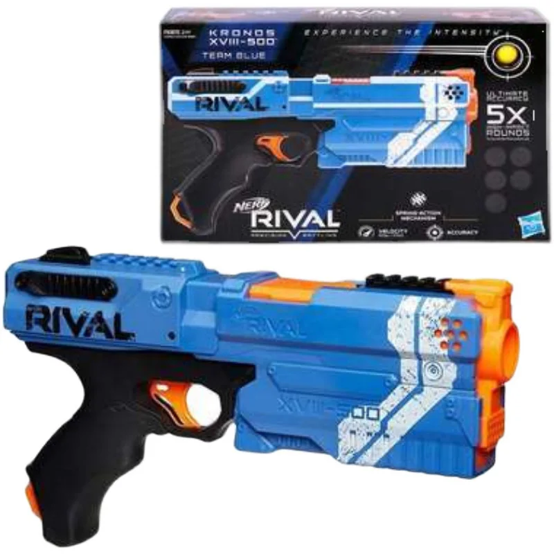 Nerf Rival Kronos XVIII 500 Spring-Action Blaster Heat Contender Series Cronos Launcher Red and Blue Edition  for Ages 14 and Up