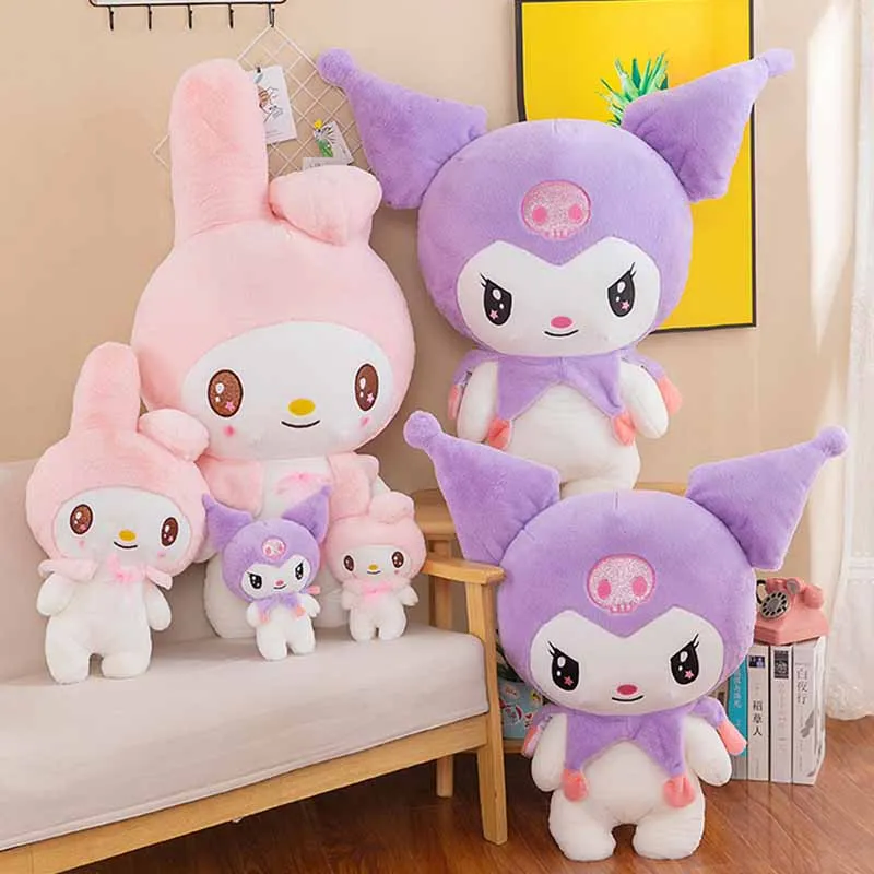 25/55cm Sanrio Cartoon Kuromi Melody Plush Toy Purple Stuff Standing Doll Girl Birthday Gift Anime Sanrio Merch Kawaii Plush