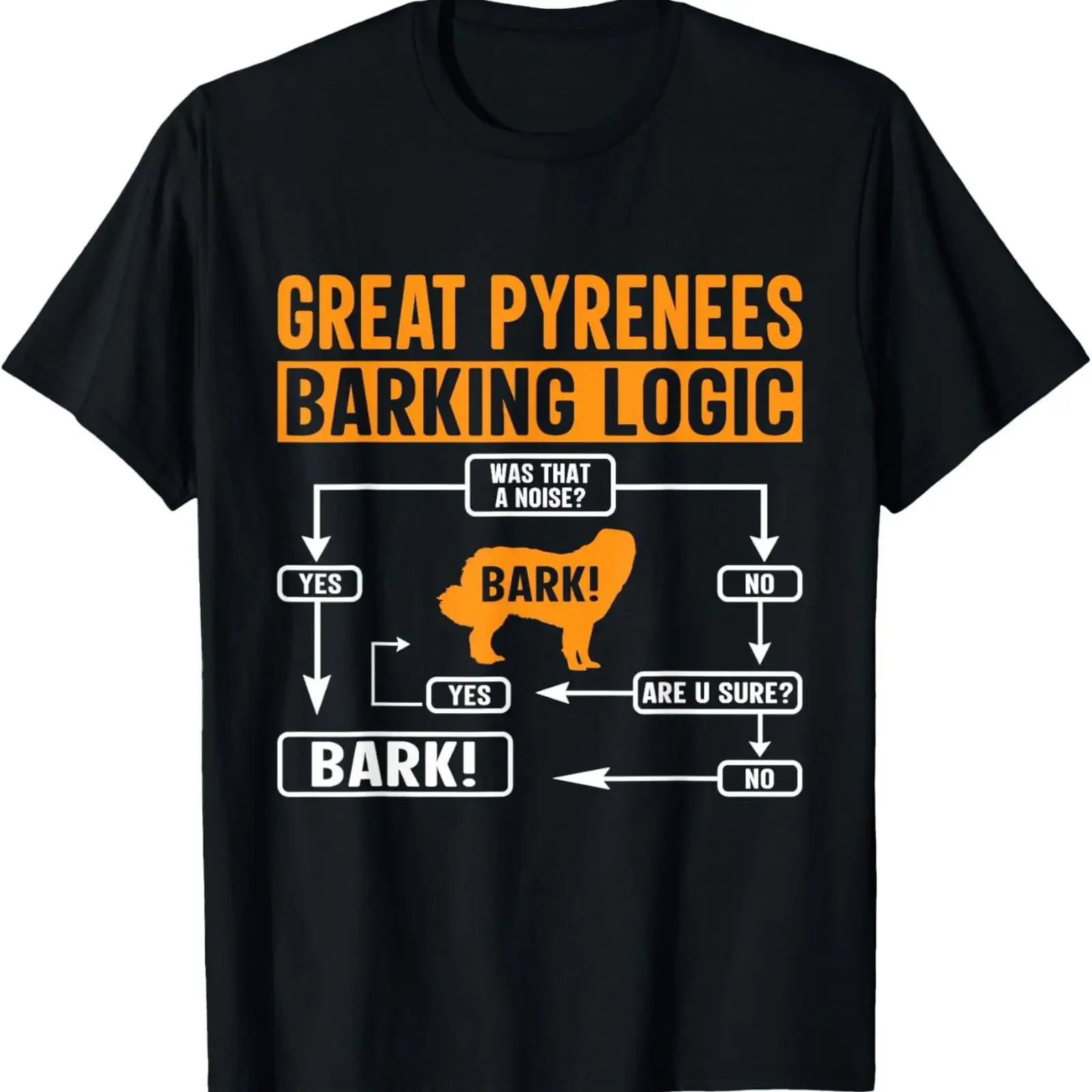 Great Pyrenees Barking Logic Funny Dog Lover Saying T Shirt vintage Washed streetwear Slightly Stylish Versatile graphic Unisex
