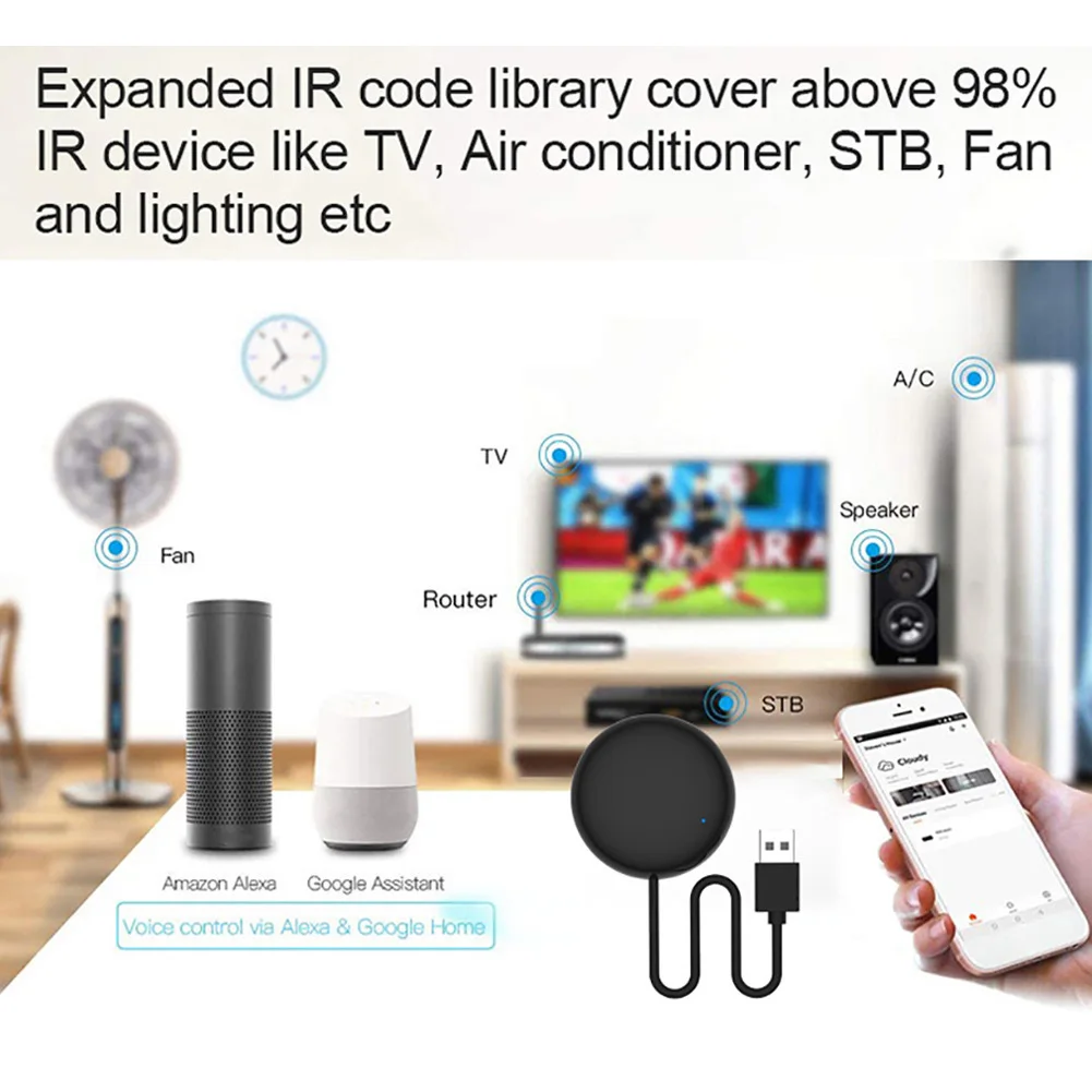 WiFi IR Remote Control Works with Alexa Google Home Yandex Alice IR Remote Smart Life APP Control for TV Air Conditioner