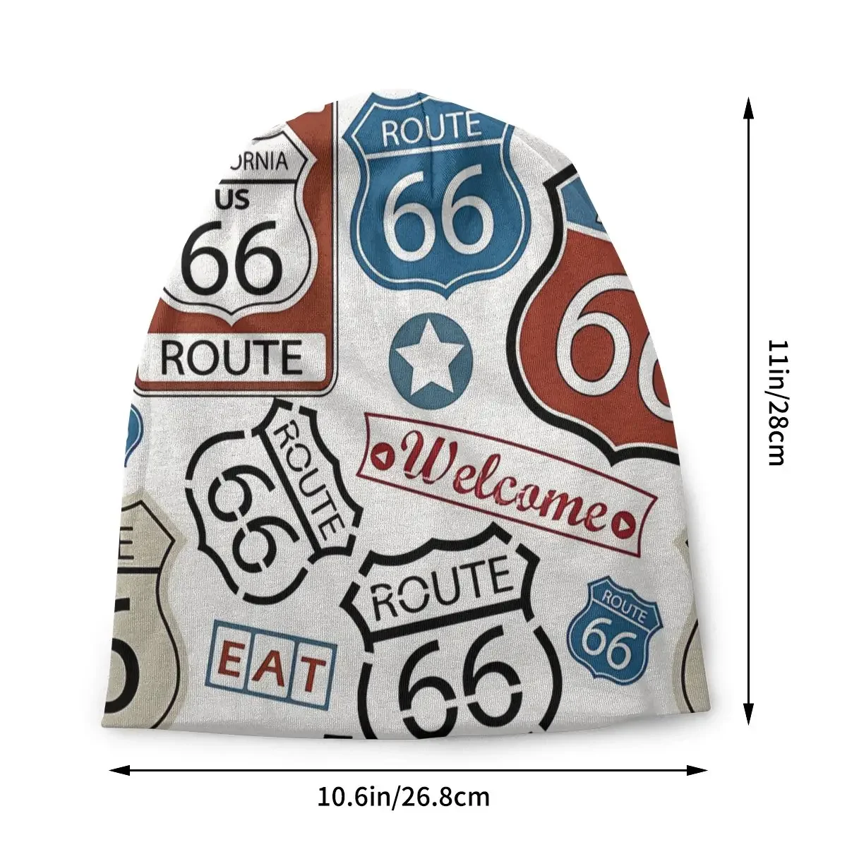 Bonnet Hats U S Route 66 Men Women's Thin Skullies Beanies Hat Road Trip Travel Stamps Autumn Spring Warm Cap Street Caps