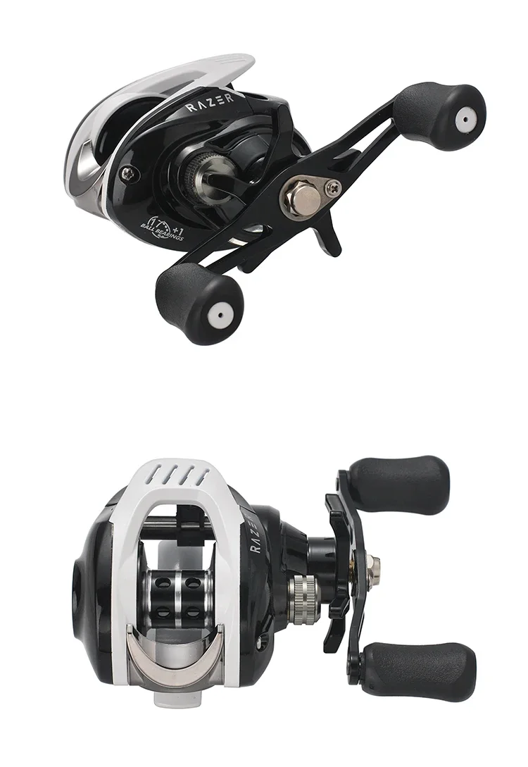 Lizard Magnetische Zentrifugal-Doppelbrems-Baitcasting-Angelrolle mit Metallspule und -griff, 8 kg maximale Bremskraft, 7,2:1 Übersetzungsverhältnis – Detail 15