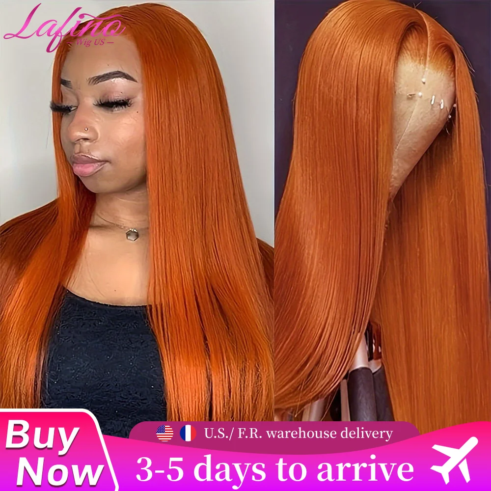 Peluca de jengibre de cabello humano, 30 pulgadas, 250 de densidad, 13x6, HD, transparente, con encaje frontal, cabello humano, peluca recta prearrancada, cabello humano