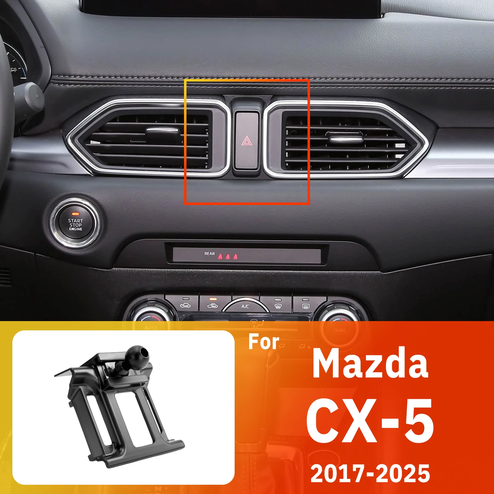 Per Mazda CX8 CX5 KF 2017-2021 2022 2023 2024 2025 Supporto per Telefono, Kit Supporto e Base 2-in-1, Base di Montaggio per Telefono con Design Clip-O