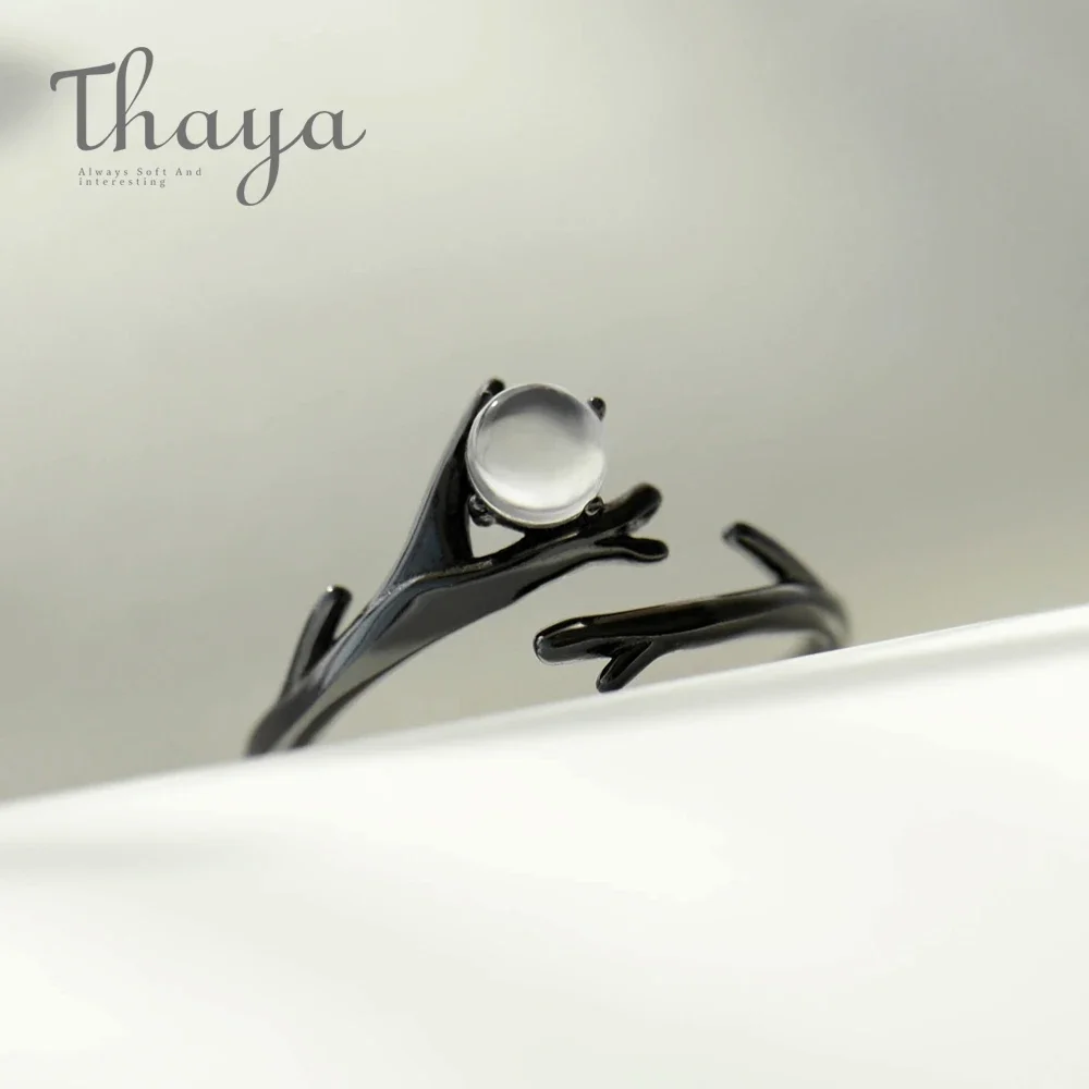 

Thaya Original Design Moonlight Forest Women Ring Moonstone S925 Silver Couple Ring for Lover Elegant Silver Jewelry for Gift