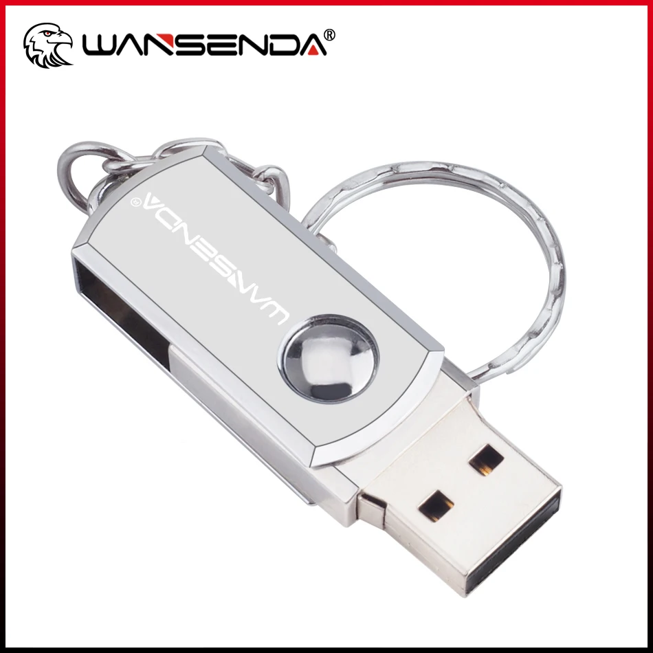 WANSENDA Schlüssel Kette USB-Stick 128GB 64GB Rotation Pen Drive 4GB 8GB 16GB 32GB Metall Pendrive Flash USB Memory Stick