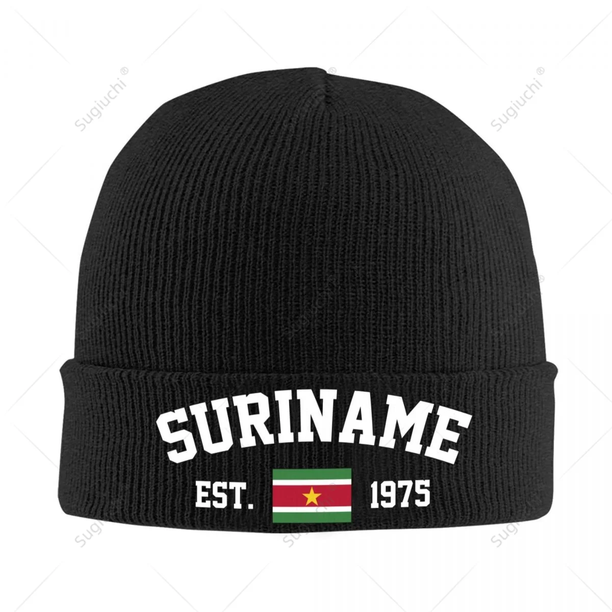 Unisex SURINAME EST.1975 Knitted Hat For Men Women Boys Winter Autumn Beanie Cap Warm Bonnet